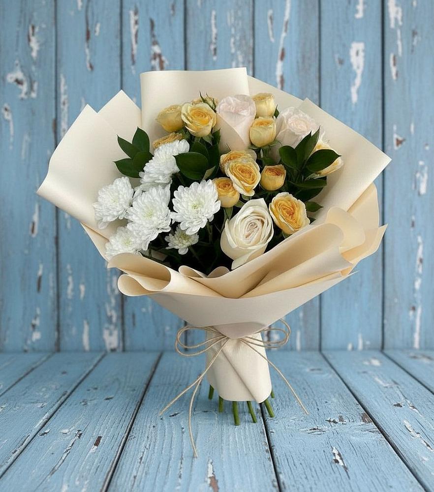 Букет цветов из: Розы и Хризантемы в Каменке Воронежской области