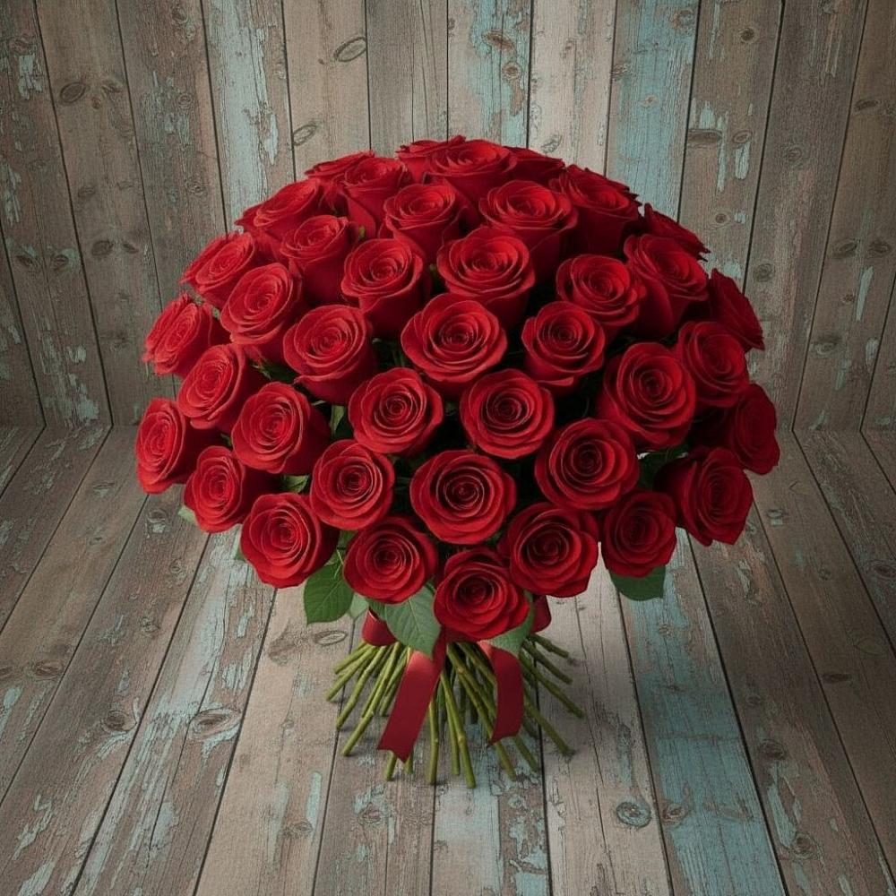 Букет 55 Красных роз Фридом в Каменке Воронежской области