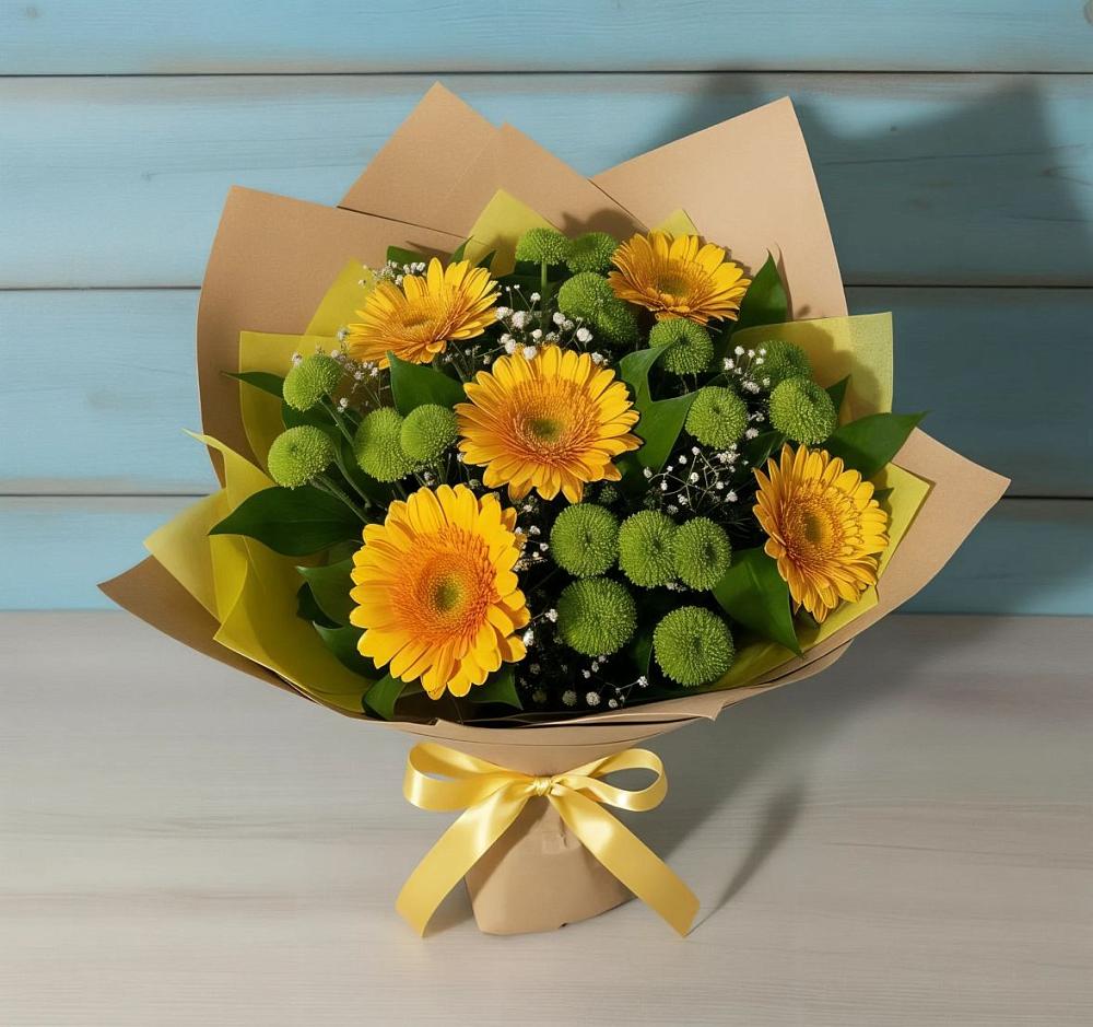 Букет цветов из: Герберы и Хризантемы в Каменке Воронежской области