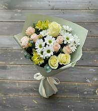 Букет цветов из:  Альстромерии, Розы и Хризантемы в Каменке Воронежской области
